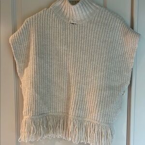 Anthropologie Fringe Hem Mock Neck Sweater Vest